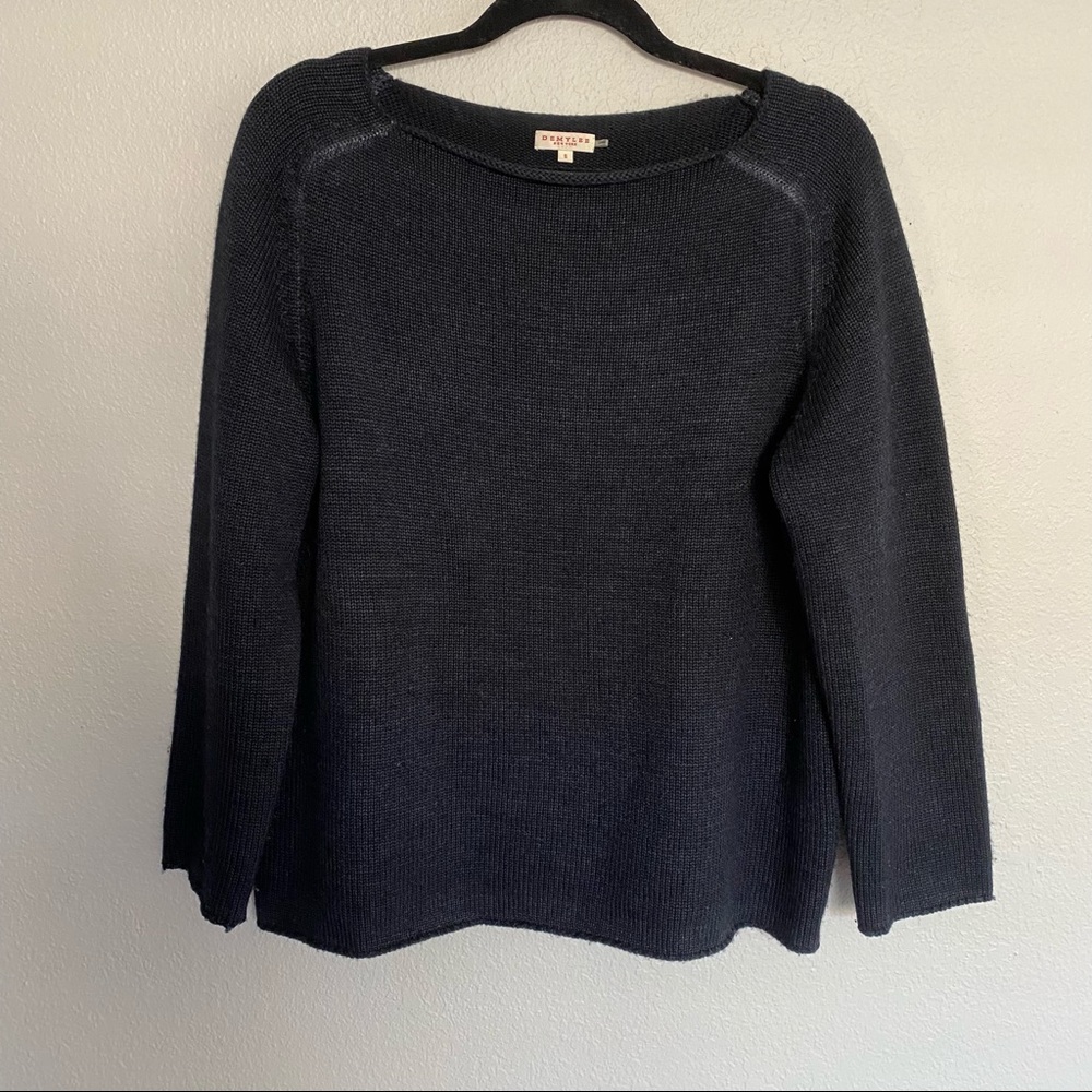 demylee navy round neck wool sweater